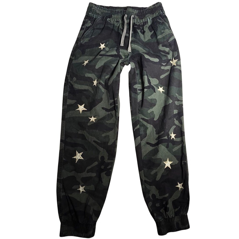 Driftwood Womens Camo Star Embroidered Joggers Green Camouflage 1217 Pants Small